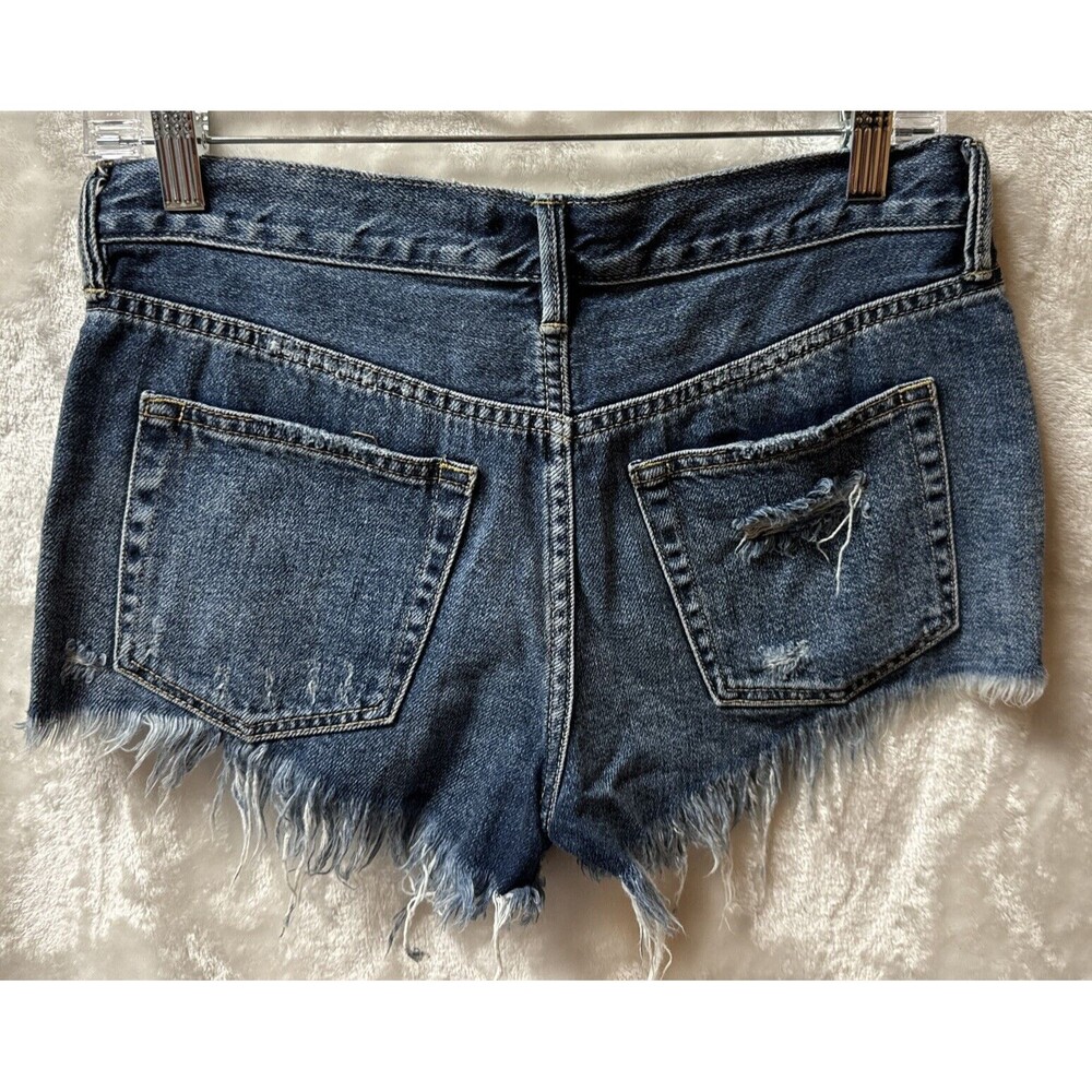 We The Free Shorts Women 25 Blue Jean Denim Button Fly Distressed Grunge - Picture 4 of 5